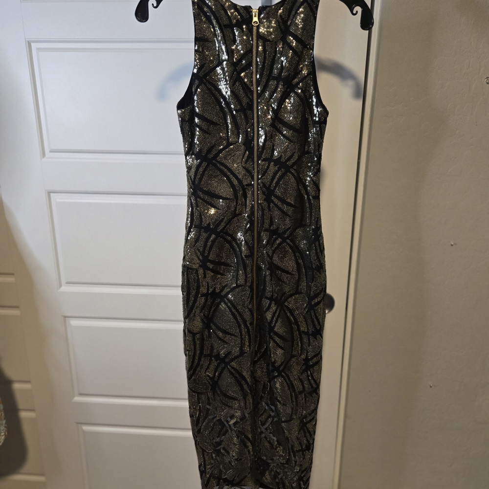 Marciano Black and Gold Sequin Dress - Picture 6 of 8